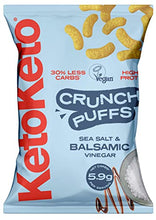 Load image into Gallery viewer, Keto Keto Low Carb Crunch Puffs 10 x 80g Keto Snacks For Weight Loss | Keto Diet, Low Carb Snack, Keto Crisps | Low Calorie, Vegan Food, Gluten Free, High Protein (Sea Salt and Balsamic Vinegar)