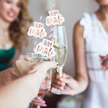 Load image into Gallery viewer, 24 x Team Bride Drinking Straws | Rose Gold Paper Straw | Hen Party Straws | Bridal Shower Paper Straws | Safe and Durable
