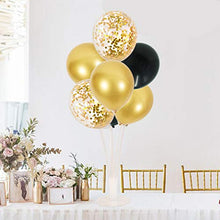Load image into Gallery viewer, 2 Set Table Balloons Stand Kit Ballon Column Stand Balloons Tree Include 16Pcs Black Gold Latex Confetti Balloons for Birthday, Baby Shower, Wedding, Graduation, Party Decorations