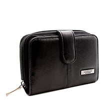 Load image into Gallery viewer, Women's Small Purse, Real Leather Zip Wallet with Coin and Key Pocket for Ladies (Black)