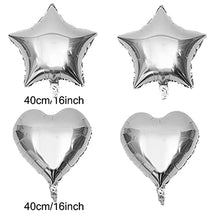 Load image into Gallery viewer, ZERODECO Silver Balloons Decorations, Bday Metallic Foil Happy Birthday Balloon Fringe Shiny Curtains Star Balloons Heart Balloons Confetti Balloons and Latex Balloons (Silver A)