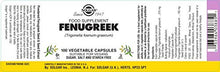 Load image into Gallery viewer, Solgar Fenugreek Vegetable Capsules - Pack of 100 - Aids Digestion and Sooths Stomach - Suitable for Daily Use - Vegan and Gluten Free