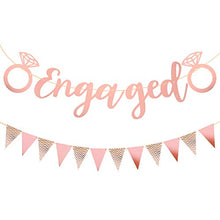 Load image into Gallery viewer, Fuyamp Engagement Banners Party Decoration Set, 2 Pcs Rose Gold Silver Engaged Bunting Ornaments Props for Wedding, Proposal Engagement Party