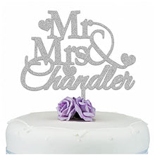 Load image into Gallery viewer, PERSONALISED Wedding/Anniversary Cake Topper Decoration - Personalise with ANY SURNAME - MR & MRS - Food Safe Acrylic Cake Decoration - Made from Strong Acrylic - Different Colours