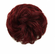 Load image into Gallery viewer, 2 Pack-Hairpiece Scrunchy Scrunchie Bun Updo,Hair Ribbon Ponytail Extensions Hair Extensions Wavy Curly Messy Hair Bun Donut Hair Chignons Hair Piece Wig Plum Red