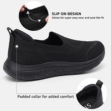 Load image into Gallery viewer, HKR Womens Trainers Slip on Comfortable Nursing Work Shoes for Walking Memory Foam Mesh Ladies Running Sneakers All Black UK 5