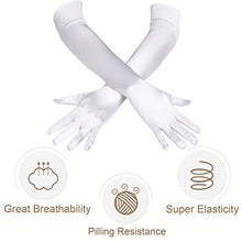 Load image into Gallery viewer, BABEYOND Long Evening Gloves Satin Elbow Gloves Bridal Fancy Dress Gloves Wedding Prom Opera Gloves 1920s Style for Women (Long Smooth 52cm/White)(Size: Adult Size (Length 52cm))