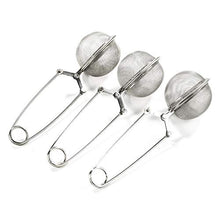 Load image into Gallery viewer, 3 Pack Mesh Snap Ball Tea Strainer with Handle for Loose Leaf Tea and Mulling Spices Stainless Steel Tea Infuser Tea Filter