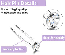 Load image into Gallery viewer, 40 Pack Bridal Wedding Hair Pins Rhinestone Hair Clips Accessorie U shaped hair Clips Crystal Hair Pins Wedding Hair Accessories for Women and Girls