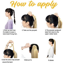 Load image into Gallery viewer, FXTYK 24 inches Wrap Around Ponytail Clip in Hair Extensions Long Straight Hairpiece Synthetic hair-Natural Black