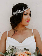 Load image into Gallery viewer, SWEETV Rhinestone Silver Wedding Headband Pearl Hair Vine Bohemian Headpiece for Brides- Bridal Hair Accessories