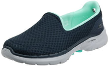 Load image into Gallery viewer, Skechers Women's GO Walk 6 Big Splash Sneaker, Navy Textile/Turquoise Trim, 6 UK