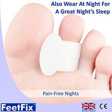 Load image into Gallery viewer, FEETFIX Bunion Corrector Toe Separators – Minimally Invasive Gel Hallux Valgus Big Toe Straightener Protector Splint– Immediate Foot Pain Relief – 4 Pack – Wear with Shoes Spacer –– Medical Grade