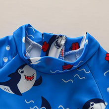 Load image into Gallery viewer, Cutebbclo Baby Boy Swimming Suit Swinsuit Boys Swimwear Toddler Rash Guard Zipper One Piece Short Sleeve Sunsuit Beach Bathing Suits (A-Blue), 1-2 Years