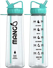 Load image into Gallery viewer, Mango Water Bottle With Straw - 900ml Motivational Time Markings - BPA Free Sports Bottles With Flip Nozzle And Leakproof Cap