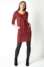 Load image into Gallery viewer, Roman Originals Women Animal Print Dress with Pockets Ladies Leopard Tunic Shift Jersey Stretchy Slouch Office Smock Smart Loose Cocoon Oversized Fit Party Casual V Neck UK - Red & Black - Size 20