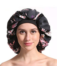 Load image into Gallery viewer, Shower Cap Satin Bonnet Silk Sleep Headscarf For Sleeping Hair Hat Chemo Headwear Black Net Womens Curly Girl Wrap Night Ladies Scarf Beanie Afro Hijab African Head Deep Conditioning Medical Treatment