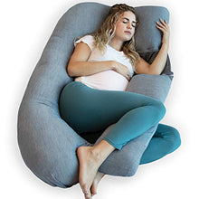 Load image into Gallery viewer, PharMeDoc Pregnancy Pillow, U-Shape Cooling Cover - Dark Grey with Detachable Side - Support for Back, Hips, Legs, Belly for Pregnant Women