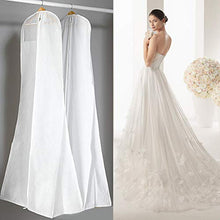 Load image into Gallery viewer, Gebkiiy Hanging Wedding Dress Bridal Gown Garment Cover Storage Bag Carry Zip Dustproof White