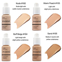 Load image into Gallery viewer, 2 PCS PHOERA Foundation Full Coverage Foundation PHOERA Primer,Kabuki Makeup Brushes Foundation Brush Powder Brush,5 Makeup Sponge,30ml PHOERA Matte Oil Control Concealer (Buff Beige #104)(Nude #102)
