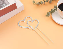 Load image into Gallery viewer, LOVENJOY Double Hearts One Love Wedding Cake Topper Silver, Gift Boxed