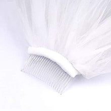 Load image into Gallery viewer, Wedding Veil White Double Ribbon Edge Center Cascade Bridal Veil with Comb Wedding Accessories White