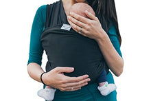 Load image into Gallery viewer, Baby Wrap Sling Organic Stretchy Premium Carrier | UK/EU Safety Tested | Made in UK by Joy and Joe | Suitable from Birth to 16Kg | with Hat, Bag and Full Colour Instruction (Black)