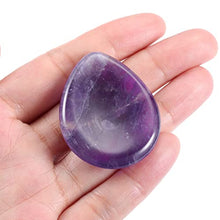 Load image into Gallery viewer, CrystalTears Natural Amethyst Carved Thumb Worry Stone Healing Crystal Pocket Palm Stone 1PC