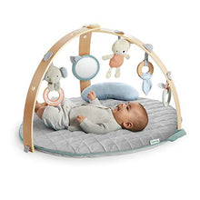 Load image into Gallery viewer, Ingenuity, Cosy Spot Reversible Duvet Activity Gym and Padded Play Mat with Wooden Removable Toy Bar, 6 Detachable Toys, Foldable for Easy Transport, Neutral Design - Loamy, Ages Newborn +