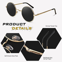 Load image into Gallery viewer, GQUEEN Classic Lennon Round Polarized UV400 Protection Sunglasses with Vintage Circle Metal Frame Spring Hinge MEZ1