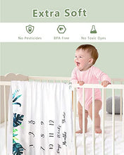 Load image into Gallery viewer, Trongle Baby Monthly Milestone Blanket, Premium Fleece Ultra Soft Baby Milestone Mat for Newborn Boy Girl, Baby Age Blanket with 4 Photograph Décor, Unisex Shower Gifts Wrap Set for Xmas (120x100cm)