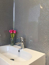 Load image into Gallery viewer, DBS Grey Sparkle PVC Bathroom Cladding Ceiling Panels Shower Wet Wall Kitchen (8 Panels)