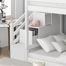 Load image into Gallery viewer, Bunk Bed with Stairs and Slide, 2021 New Solid Pine Wood Frame, Children Bed with 2 Drawers in the Steps, Suitable for Any Room, 90x190cm, White【UK Fast Delivery】