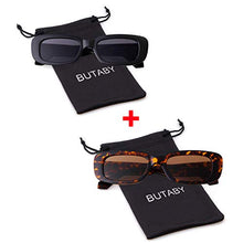 Load image into Gallery viewer, BUTABY Rectangle Sunglasses  for round faces for Women Retro Driving Glasses 90’s Vintage Fashion Narrow Square Frame UV400 Protection Black & Tortoise