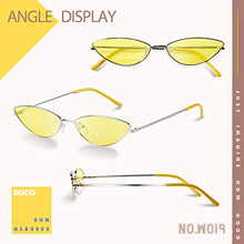 Load image into Gallery viewer, DUCO Trendy Cool Stylish Vintage Cateye Sunglasses for Women with UV400 Protection W019 (Silver Frame Yellow Lens)