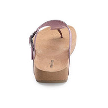 Load image into Gallery viewer, MecKiss Women’s Classic Platform Thong Sandals Toe Post Buckle T-bar Slippers Taux Leather Slip On Flip Flops Casual Beach Shoes (Light Lilac, Numeric_6)
