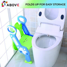 Load image into Gallery viewer, 1Above Kids Toilet Ladder Seat | Flexible Length Step-Stool for Boys and Girls | Bathroom Aid Toddler Training Seats Portable Design (Blue+Green)