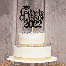 Load image into Gallery viewer, Blumomon 1Pc Black Glitter Congrats Grad Cake Topper 2021 Graduation Party Decorations Supplies Graduation Cake Topper Happy Graduation Party Decorations