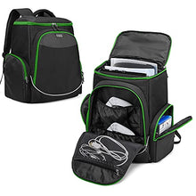 Load image into Gallery viewer, Trunab Console Carry Bag Backpack Compatible with PS5/PS4/PS4 Pro/PS4 Slim/Xbox One/Xbox One X/Xbox One S, Travel Case with Multiple Pockets for 15.6” Laptop, Game Accessories, Green, Patented Design