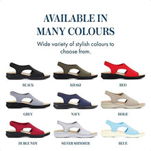Load image into Gallery viewer, Pavers Slingback Sandals for Women - Wider D/E Fit, Anti-shock Insole, Wide Fit Stretch Shoes for Everyday Casual Wear - Flat Heel Ladies Sandals - Black Size 2 (35)