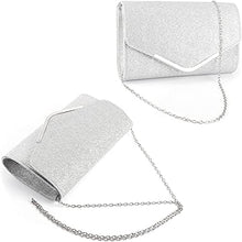 Load image into Gallery viewer, Alifyt Women Glitter Envelope Clutch Bag Wedding Evening Handbag Chain Shoulder Bag (Silver)