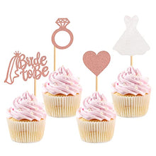 Load image into Gallery viewer, Blumomon 24Pcs Glitter Bride to Be Cupcake Toppers with Diamond Heart Dress Cake Toppers for Bridal Shower Bachelorette Party Hen Party Supplies Engagement Decorations