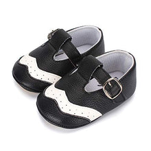 Load image into Gallery viewer, LACOFIA Baby Boy's Anti-Slip Soft PU Leather Sneakers Infant First Walking Slipper Shoes Black 3-6 Months