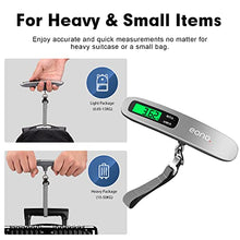 Load image into Gallery viewer, Amazon Brand - Eono Luggage Scale, Travel Digital Weight Scales, Portable Hanging Scale For Suitcases, Bags with 50KG / 110lb Capacity, Backlit LCD Display, Strong Straps, Tare Function,Grey