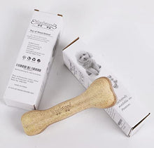 Load image into Gallery viewer, Woof Wood Bone Dog Chew Toys - Aggressive Chewers Dogs Chewing Stick - Puppy Teething Milk Flavour - Long Lasting Durable Natural Pine Fibre - Medium Size Safe Edible Treats Wooden Toy No Splinters