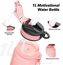 Load image into Gallery viewer, MEITAGIE 1 litre Motivational Fitness Sport Water Bottle with Straw & Time Maker, Leak-proof, BPA-free, Tritan, Toxin Free Plastic Drink Bottle Design for Girls, Boy, Cycling, School & Office