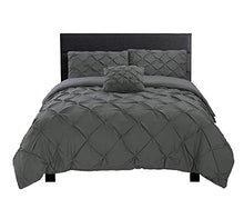 Load image into Gallery viewer, Aaryan Linen Pintuck Duvet Cover Sets - Double Duvet Set - Perfect Double Bedding Set with Pillow Cases & Complementary Pintuck Cushion Cover - Charcoal