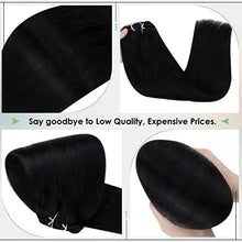 Load image into Gallery viewer, Hetto Clip in Hair Extensions Black Human Hair Seamless Clip on Human Hair Extensions Double Weft Clip on Hair Extensions Natural Black for Women 100g 18Inch #1