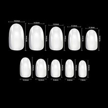 Load image into Gallery viewer, By Vixi 600 Pieces SHORT OVAL NAIL SET with FREE GLUE & PREP FILE, 10 Sizes – Opaque Express Full Cover False Fingernail Extensions for Salon Professionals & Home Use