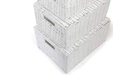 Load image into Gallery viewer, Arpan Set of 3 Resin Woven Storage Basket Box with Lid & Lock (White)